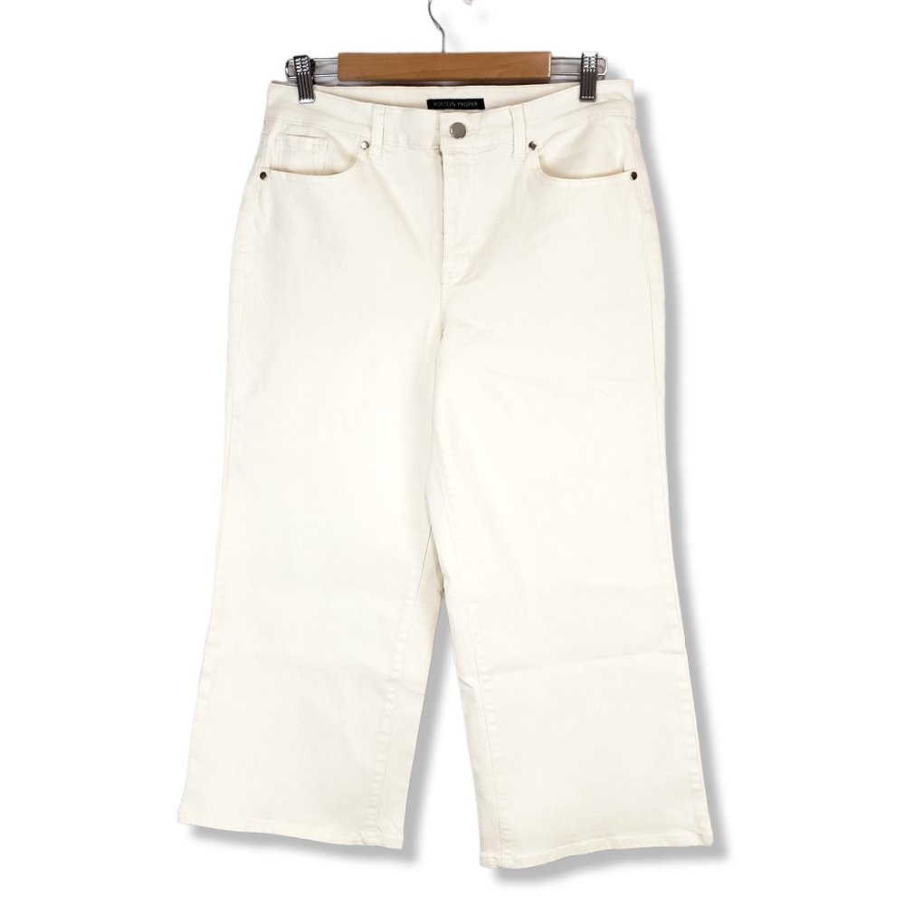 Boston Proper Cream Cropped Jeans Capris Size 31